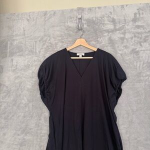 COS Oversized Ruched-Sleeve/V-Neck Dress  Navy Women’s Size Medium